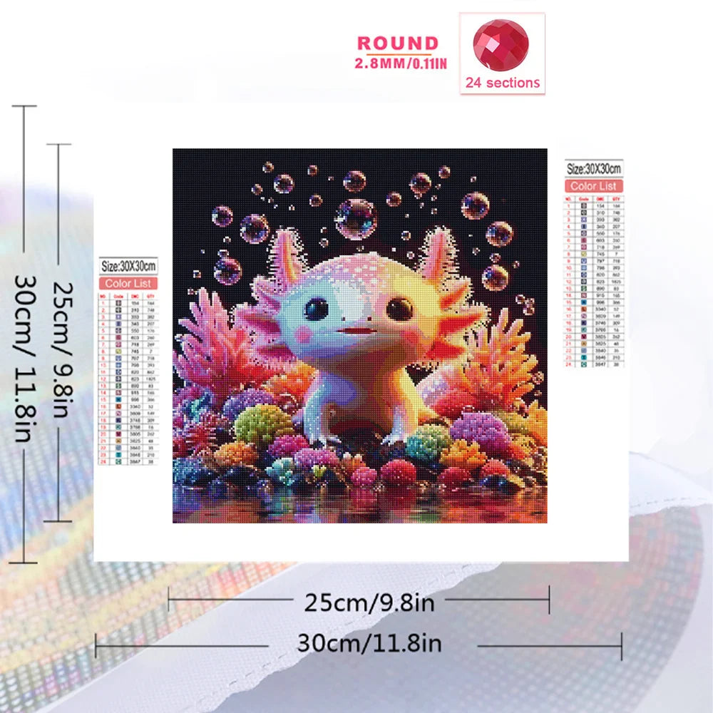 Adorable Axolotl Salamander (Sally D Mander) Diamond Painting