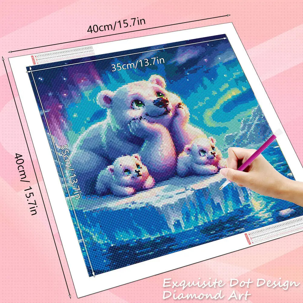 Northern Lights Polar Bear Diamond Painting Kit