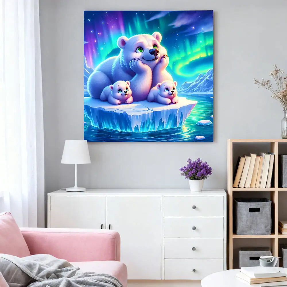Northern Lights Polar Bear Diamond Painting Kit